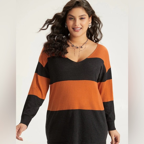 BloomChic Sweaters - Bloomchic NWT Women’s‎ lightweight sweater, size 12. Black & pumpkin.